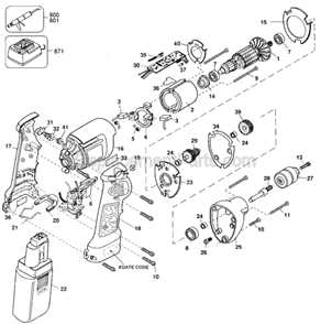 Page A Diagram and Parts List for 2652 Type 100 Black and Decker Cordless Drill